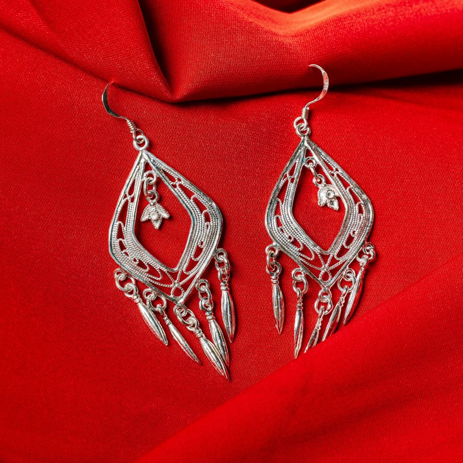 Silver Sterling Tribal Earrings